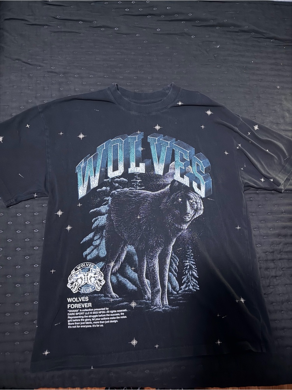 Darc Sport Black Wolves Graphic Tee with Blue Lettering